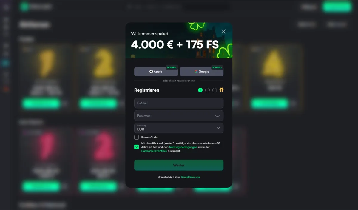 TrueLuck Casino Registrierung und Einloggen