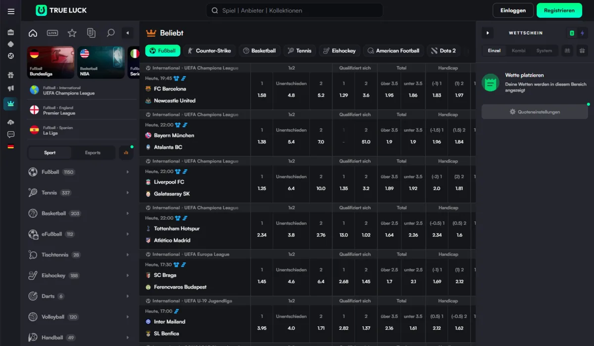 TrueLuck Casino Sportwetten mit ComboBoost