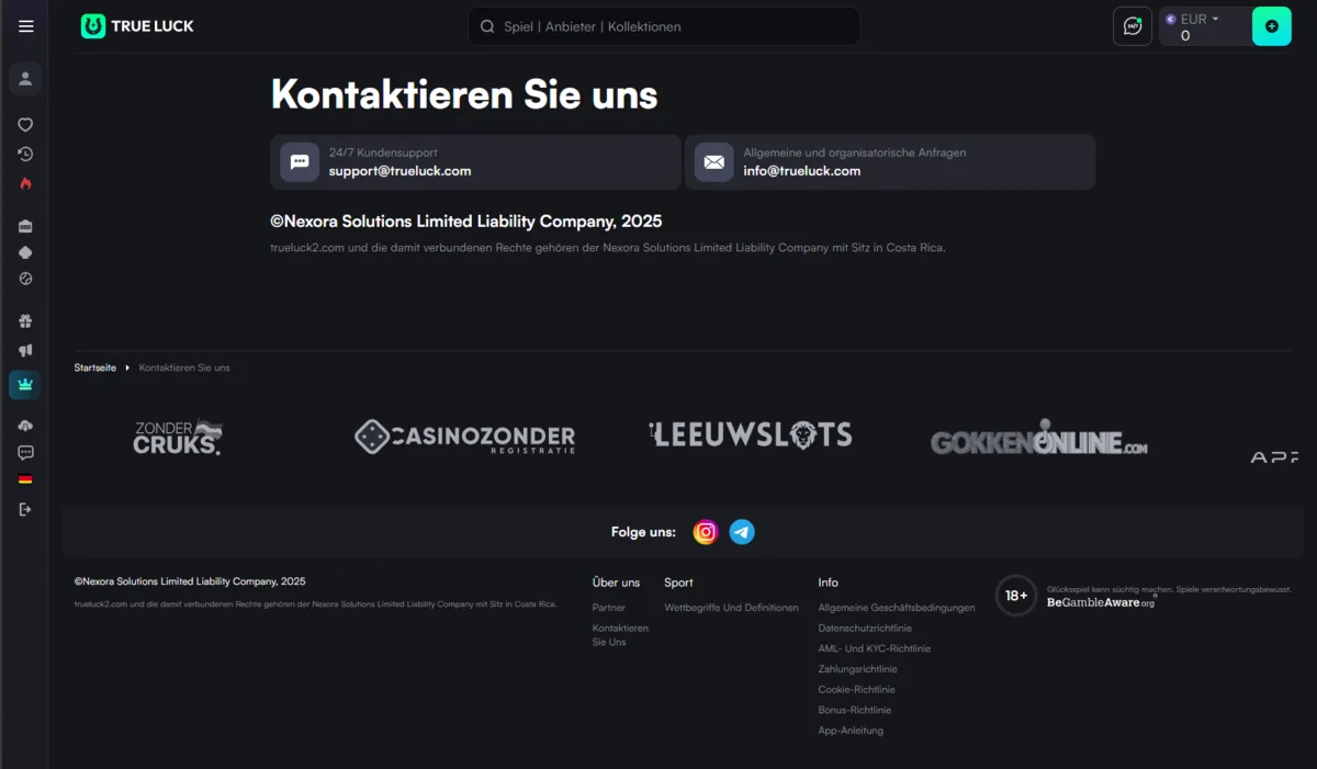 TrueLuck Casino Kundensupport
